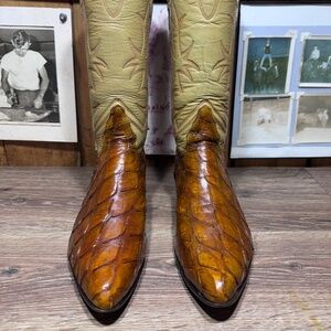 WOMENS RARE VINTAGE SIZE 8 NARROW TONY LAMA GOLD LABEL EXOTIC COWBOY BOOTS